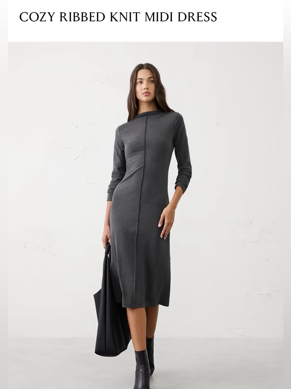 Banana Republic cozy knit midi dress , NWT, size MP, gray